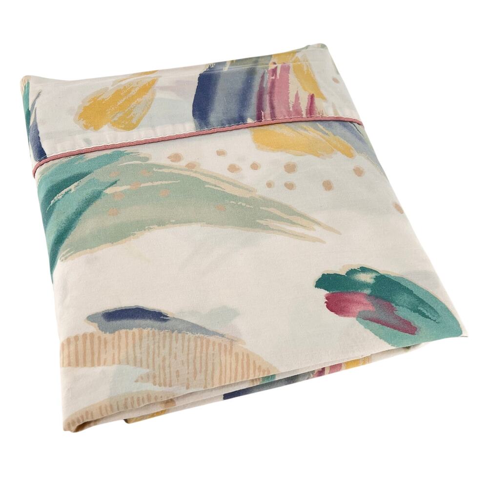 80s Croscill Riviera Twin Flat Sheet 1980s Vintage Abstract Watercolor Floral